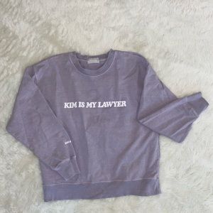 Talentless ‘Kim is my Lawyer’ pastel purple crew neck sweatshirt (L/XL)